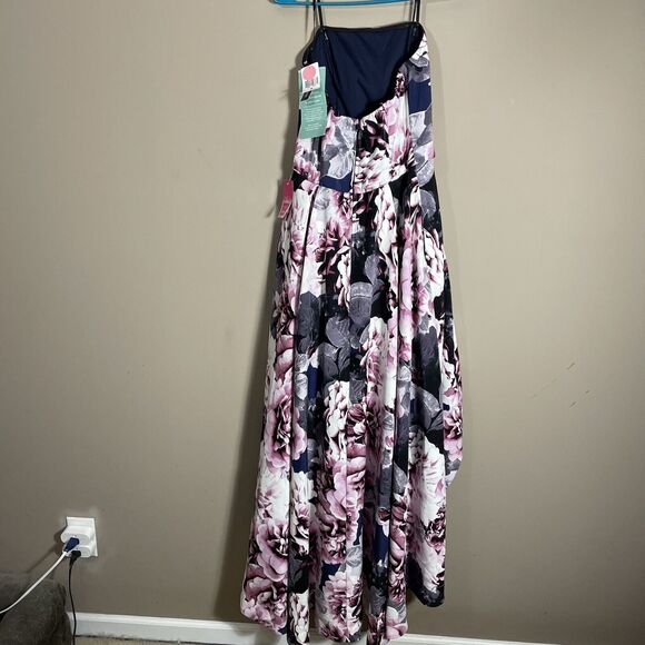 Speechless Rose Fuchsia Gray Removable Strap Hi Lo Hem Dress Gown NWT Size 15 - Picture 3 of 9